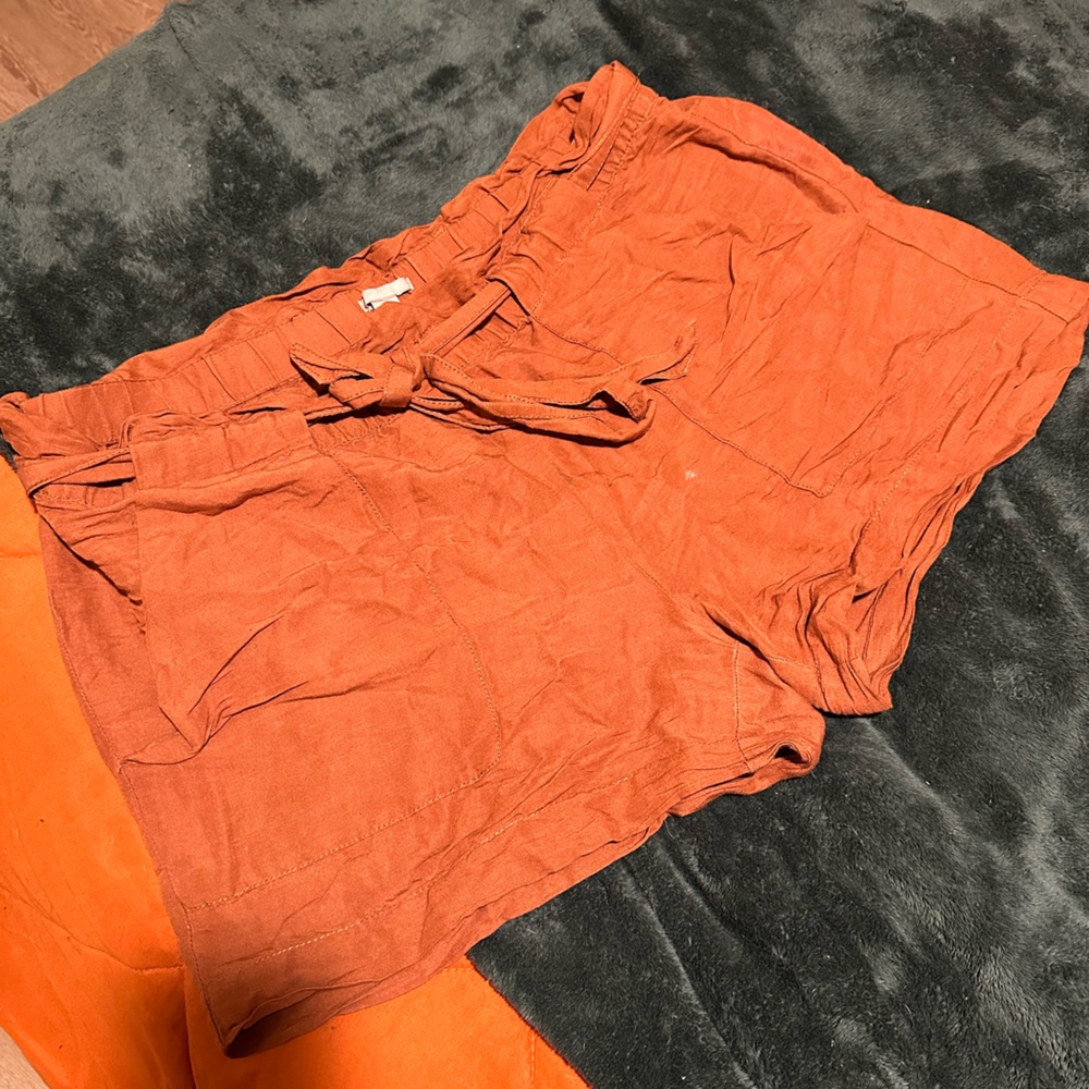 H&M Rust Orange Casual Linen Shorts
